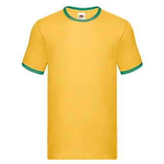 Fruit of the Loom - "Ringer" T-Shirt für Herren (Sonnenblume/Irisches Grün)