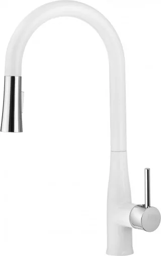 Neuesbad Beauty Spültischarmatur weiss/chrom, mit ausziehbarer Geschirrbrause DE1BDHW7201
