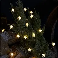 Lights4fun LED-Lichterkette 50er LED Micro Lichterkette außen Sterne aus Gummi warmweiß, Länge: 4.9m, Sterne jeweils 2cm groß, Timer 6 Std.