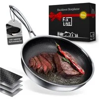 FIXLINE Bratpfanne 28cm BLACK FOREST Edition Kratzfeste Beschichtung Induktion, Edelstahl (Wabenboden, Pfanne), Perfekte Geschenidee