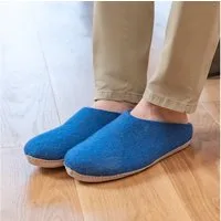 naturling Herren Filz Pantoffel Hausschuh (mit echter) Ledersohle