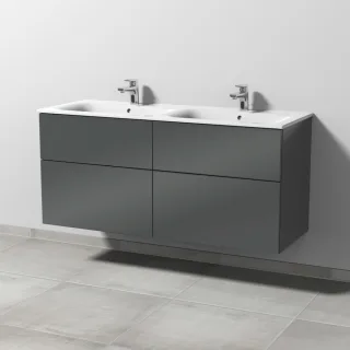Sanipa 3way Waschtischunterbau zu Geberit Renova Plan Slim Waschtisch mit 4 Auszügen, Anthrazit-Glan SF68979