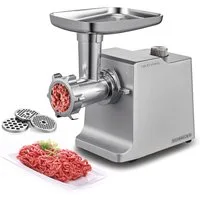Heinrich´s Fleischwolf HFW 8808, 1800 W, Edelstahlaufsätze 1800W inkl. Rücklauffunktion Wurst Kebbe
