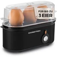 GOURMETmaxx Eierkocher für 3 Eier 210W schwarz, 210 W, mit Messbecher & Eierstecher - kompakt
