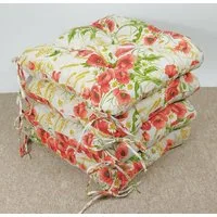Rattani Sitzkissen 4 x Stuhlkissen/Sitzkissen Klara 42 x 42 cm Mohnblume