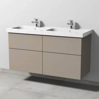 Sanipa 3way Waschtischunterbau zu Geberit iCon Light Waschtisch mit 4 Auszügen, Sandgrau-Matt SF57767