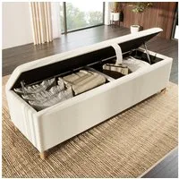 Odikalo Bettbank Polsterbank Stauraum Hydraulik Aufbewahrung Schlaf- / Wohnzimmer Beige