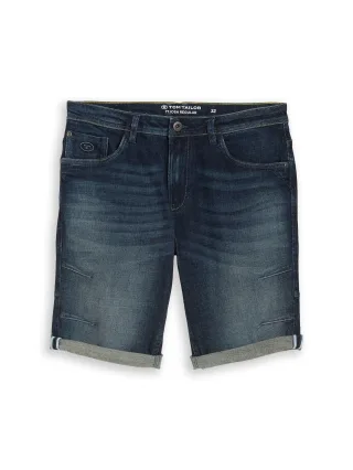 Tom Tailor - TTJOSH REGULAR SLIM Jeans Shorts mit Stretch vintage used dark stone blue - Gr. - 40