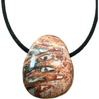 Steinfixx® Amulett Set Edelstein Anhänger aus echtem Leopardenjaspis, Tropfenanhänger (beliebter Edelstein, 1-tlg., Handarbeit, Brasilien), incl. 80 cm Wildlederband, Geschenkverpackung