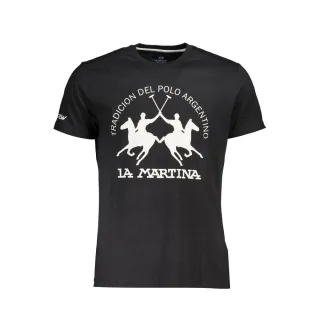 La Martina Schwarzes Baumwoll-Herren-T-Shirt