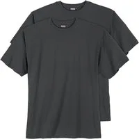 ADAMO Rundhalsshirt Adamo 2er Pack Basic T-Shirts dunkelgrau Übergröße