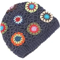 Guru-Shop Strickmütze Bunte Beanie, Baumwoll-Häkelmütze Granny squere..