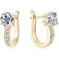 ROUGEMONT Paar Creolen Moissanit Damen Creolen Ohrringe mit Echtheitszertifikat 18K Gold, Echtschmuck mit Echtheitszertifikat