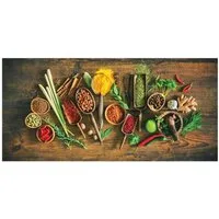 Levandeo® Leinwandbild, XXL Wandbild 115x55cm Leinwand Bild Kräuter Gewürze Küche Deko