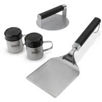 Smashed Burger Set, für Plancha, 4-teilig , Presse edelstahl/schwarz