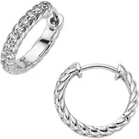 Firetti Paar Creolen Schmuck Geschenk Silber 925 Ohrschmuck Ohrringe gedrehte Optik, mit Zirkonia (synth)