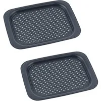 WENKO Servierplatte Anti-Rutsch Tablett Serviertablett Frühstückstablett, Syntetikmaterial, (2-tlg), 41.5 x 2.3 x 31.3 cm Anthrazit Rutschfest