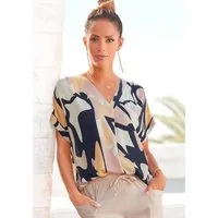 LASCANA Druckbluse mit kurzen Ärmeln und Allover-Druck, Blusenshirt, Business-Look