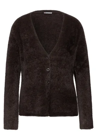 Street One - Kuscheliger V-Neck Cardigan braun - Gr. - 42