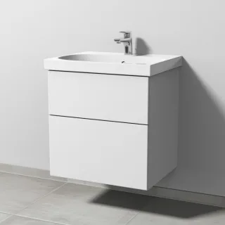 Sanipa 3way Waschtischunterbau zu Geberit Acanto Waschtisch mit 2 Auszügen, Weiß-Soft SM41543