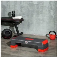 HOMCOM Stepper Aerobic-Stepper Steppbrett höhenverstellbar Fitness Heimtrainer (Fitnessgerät, 1-tlg., Aerobic-Stepper), Belastbarkeit bis 150 kg 78 x 28 x 10-20 cm Rot