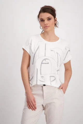monari - Shirt mit Strass Buchstaben off-white - Gr. - 38