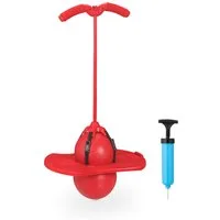 relaxdays Hüpfspielzeug Pogo Ball mit Griffen für Kinder, rot