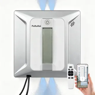 [EU Direct] PuRuiKai R6 Robotic Window Cleaner with 4 nozzles Spray 100ml Water Tank 4 Cleaning Modes Bluetooth App Remo