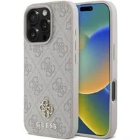 Guess Handyhülle iPhone 16 Pro Max Kunstleder rosa Logo goldfarbig MagSafe kompatibel 6,9 Zoll, Kantenschutz