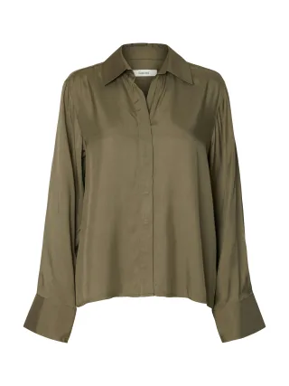 selected women - SLWJONNA REG LS OPEN COLLAR SHIRT NOOS kalamata - Gr. - 38