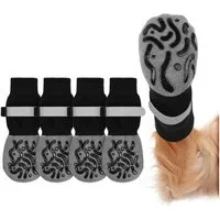 Ledander Pfotenschutz Hundesocken Anti Rutsch, 2 Paar Anti-Rutsch Socken für Hunde, mit Verstellbaren Riemen Haustierpfoten Schutz, Hundesocken für Hunde