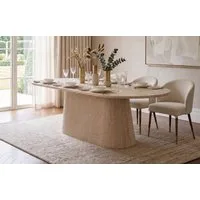 alesvelt Esstisch Dervio massiver Travertin Tisch mit Tischbein im Säulenstil 200cm (1-Tisch), 200 x 100 x 75 cm