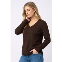 Kendindza Collection V-Ausschnitt-Pullover Damen Strickpullover V-Ausschnitt Feinstrick Basic Sweater Langarm Made in Italy - Weicher Viskose-Wolle Mix - One Size (34-36-38-40)