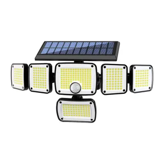 Elfeland 370 LED 6 Head Outdoor Solar Light, Motion Sensor, Wide-Angle Flood Illumination, Waterproof Outdoor Solar Lamp