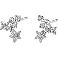 Hey Happiness Paar Ohrstecker Stern Nachthimmel, mit Zirkonia, Zarte Kleine Damen Ohrringe Silber 925