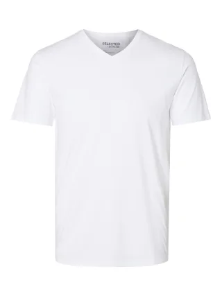 selected men - SLMNEWPIMA SS V-NECK TEE NOOS Weiß - Gr. - M