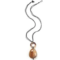 COLLEZIONE ALESSANDRO Lange Kette Freda, tropfenförmiger Hornanhänger