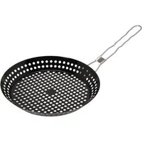 HAC24 Grillschale Grillpfanne Bratpfanne Grillkorb Lochpfanne, Edelstahl, (1-St., Ø30cm), Pfannengriff einklappbar