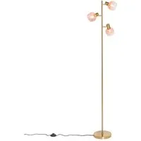 Qazqa Stehlampe Vidro, ohne Leuchtmittel, Warmweiß, QAZQA Stehlampe, e14, Rosa, Stahl, Art Deco