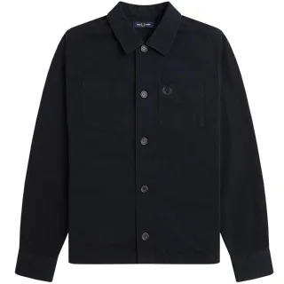 Fred Perry Schlichte Schwarze Twill-hemdjacke