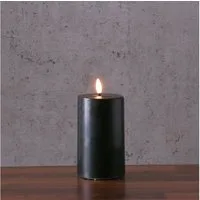 Deluxe Homeart LED-Kerze MIA Echtwachs Deluxe Wachsspiegel flackernd H: 12,5cm D: 7,5cm schwarz