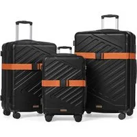 SONGMICS Hartschalen-Trolley Kofferset, 360° Rollen, robuster Reisekoffer, Bordcase, ABS