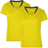 James & Nicholson Laufshirt Doppelpack Damen Kurzarm Laufshirt Running T-Shirt JN471 (Doppelpack, 2 Stück) Atmungsaktiv und Feuchtigkeitsregulierend