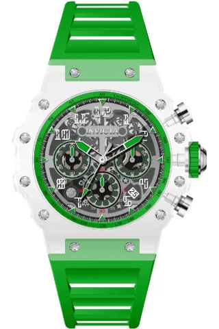 Invicta Racing 69687 Herrenuhr - Quarzwerk - Acryl mit silbernem Zifferblatt - 43 mm