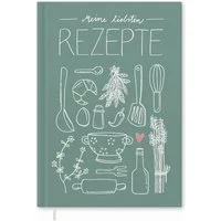 Eine der Guten Verlag Notizbuch Rezeptbuch - Meine liebsten Rezepte, mint, Großes A4 DIY Kochbuch zum Selberschreiben, Handlettering, Hardcover