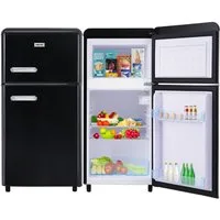 Merax Table Top Kühlschrank Retro Kühl-/Gefrierkombination BCD-100C, 89 cm hoch, 45 cm breit, 72 Liter, Metall Türgriff, verstellebare Ablage und Füße