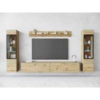 Home affaire Wohnwand VERA II, Vitrinen Türanschlag wechselbar, (Komplett-Set, 4-St), Mediawand 260 cm, Vitrine mit Verglasung, stehend und hängend