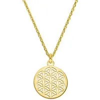 SCHOSCHON Kette mit Anhänger Halskette kleine Lebensblume 925 Silber vergoldet ø 12 mm, Schmuck Blume des Lebens