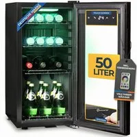 Sommertal Getränkekühlschrank GK 50L, 70 cm hoch, 35 cm breit, Gefrierfach mit RGB LED, Touchscreen & Schloss kleiner Kühlschrank