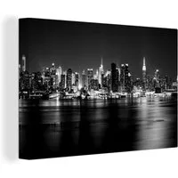 OneMillionCanvasses® Leinwandbild New York - Licht - Skyline, Fotodruck (1 St), Leinwand Bilder Klein, Wand Dekoration Aesthetic 30x20 cm